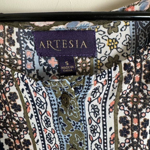 Artesia Boho Chic Sleeveless Patchwork Patterned Blouse Top S - Picture 3 of 9